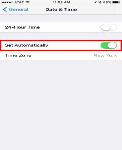set time automatically iphone