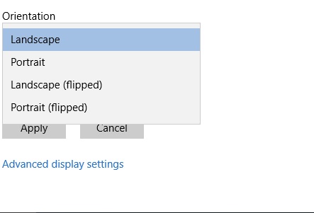 change screen orientation windows 10