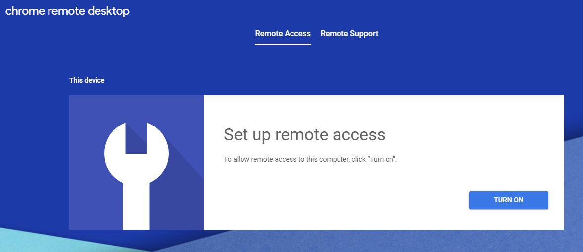 chrome remote desktop allow remote access turn on