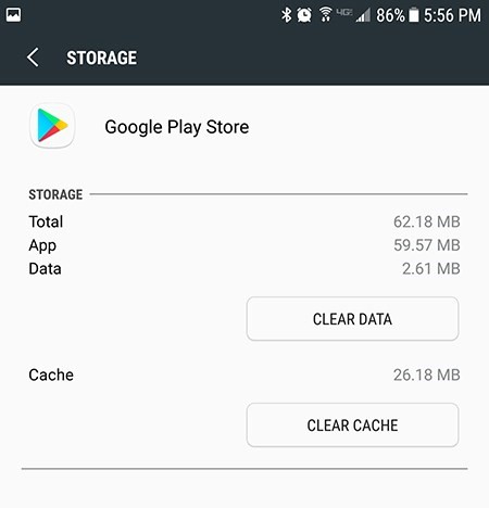 clear play store cache and data