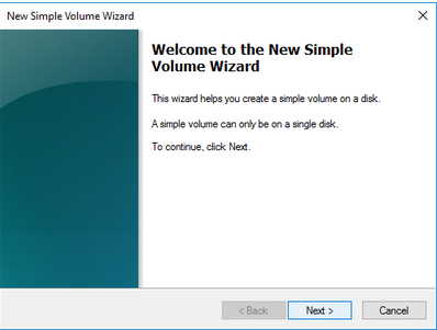 create new volume partition wizard windows 10
