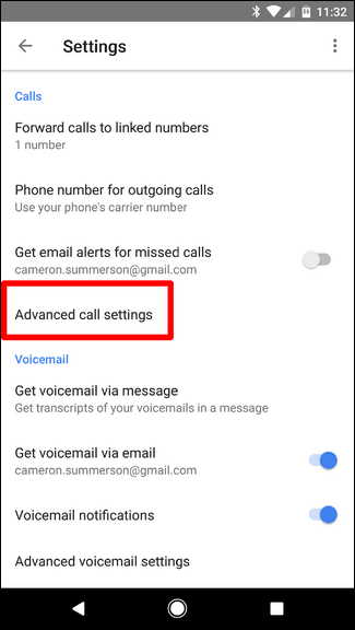 google voice advanced call recording settings