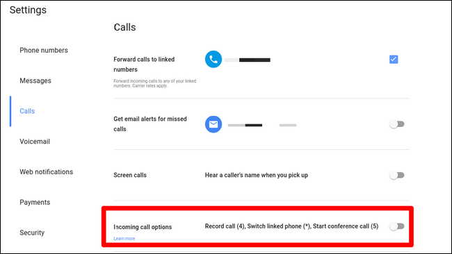 google voice incoming call record android