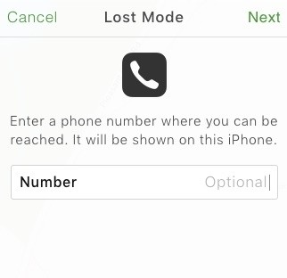 find my iphone lost mode alternate number