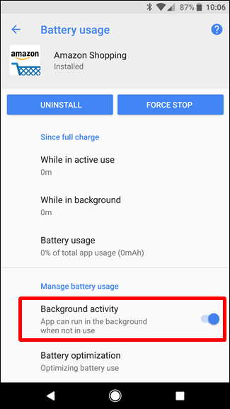 limit background acitivity for apps android