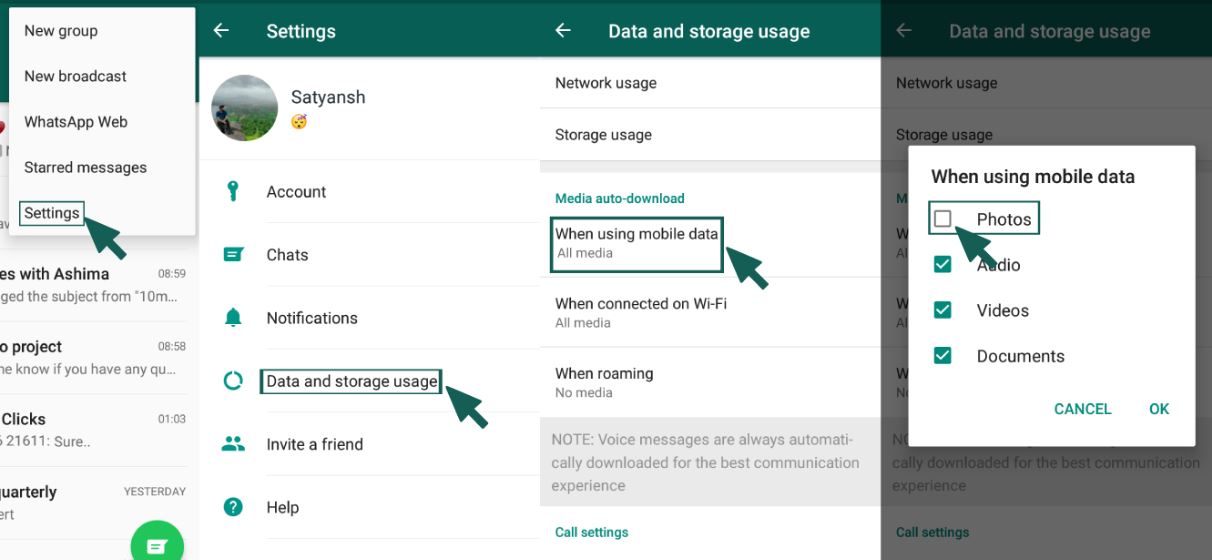 stop whatsapp from saving photos on android