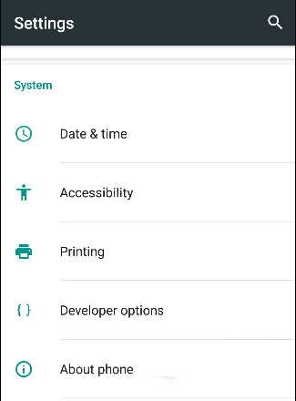 android about settings menu