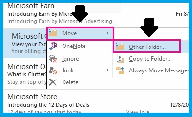 move emails from one folder to another in outlook