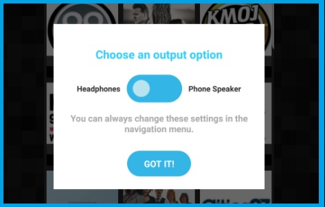 nextradio fm app choose headphone phone speaker
