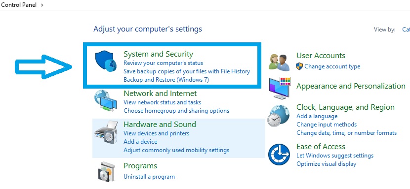 windows 10 system and security