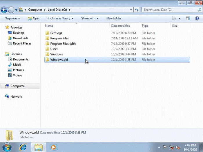 delete windows.old folder disk cleanup