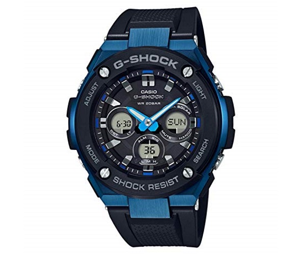 Men's Casio G-Shock G-Steel Black and Blue Solar Resin Watch GSTS300G-1A2