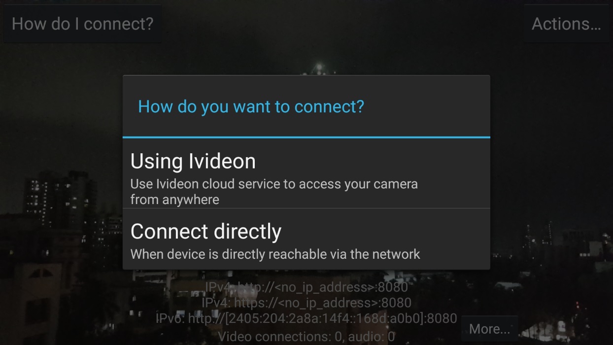 IP Webcam تتصل مباشرة عبر wifi