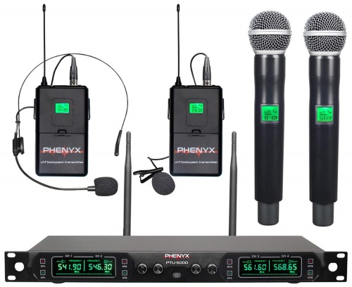 Phenyx Pro 4-Channel UHF Fixed Frequency Wireless Microphone System