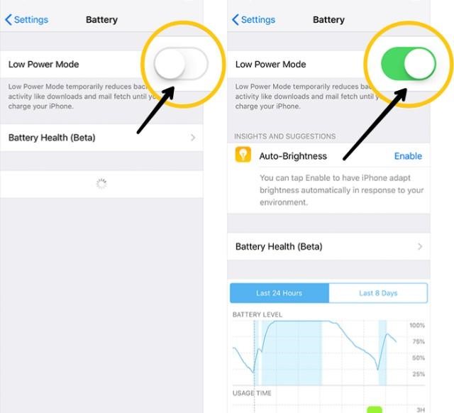 ios 11 enable lower power mode ios 12