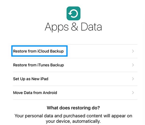 apps-and-data-restore from icloud backup