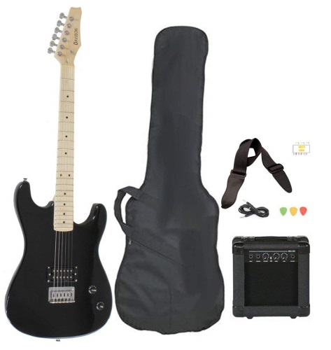 Davison Full Size Black Electric Guitar with Amp