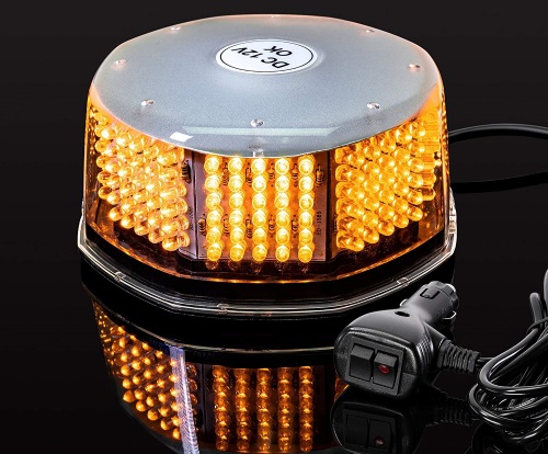 DT MOTO Low-Dome 240-LED Amber Emergency Strobe Beacon Light with 240-LEDs
