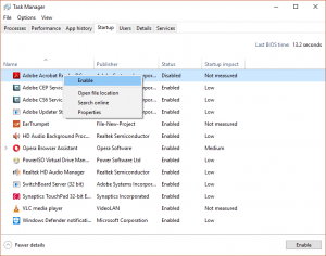 add remove enable disable startup program Windows 10