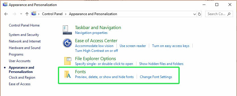 appearance and personalization windows 10