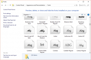 change fonts on Windows 10