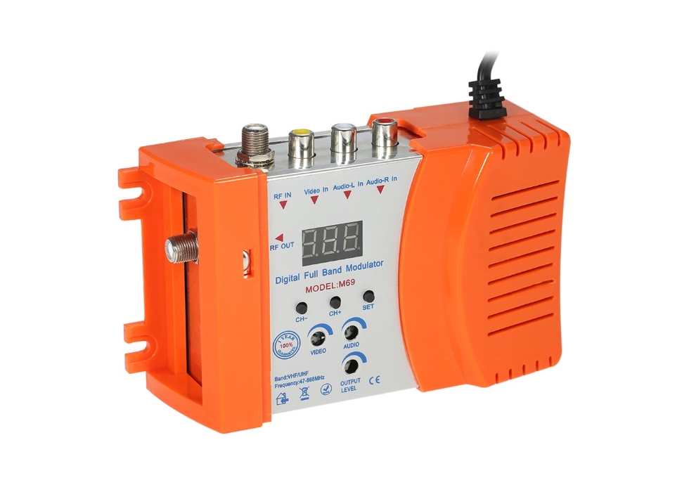 orange Orange Universal Haus Modulator VHF Digitaler RF Modulator Audio Video TV Konverter Signalkonverter EU Stecker 