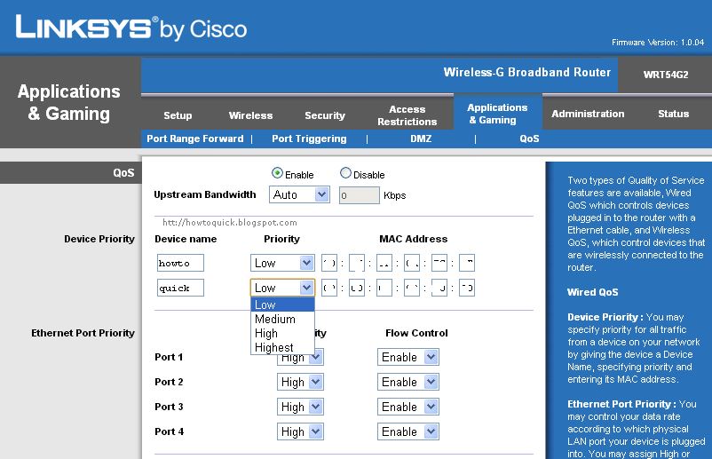 how to limit bandwidth on linksys router