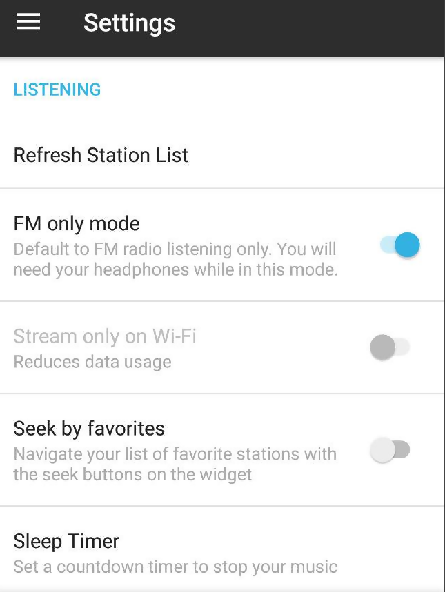nextradioapp fm radio only mode