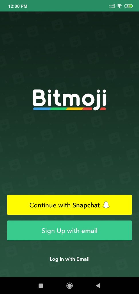 bitmoji startup screen