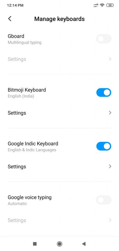 setup bitmoji on whatsapp select bitmoji keyboar android setting 2