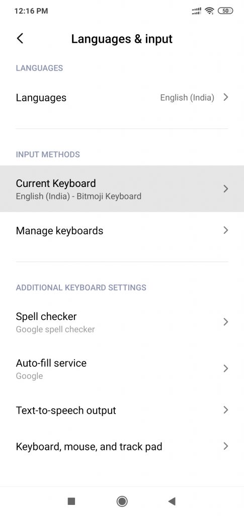 setup bitmoji on whatsapp select bitmoji keyboard android setting 3