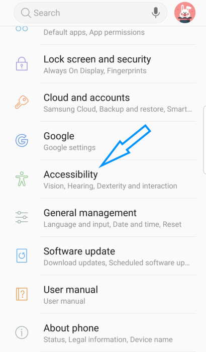accessibility setting on samsung s7
