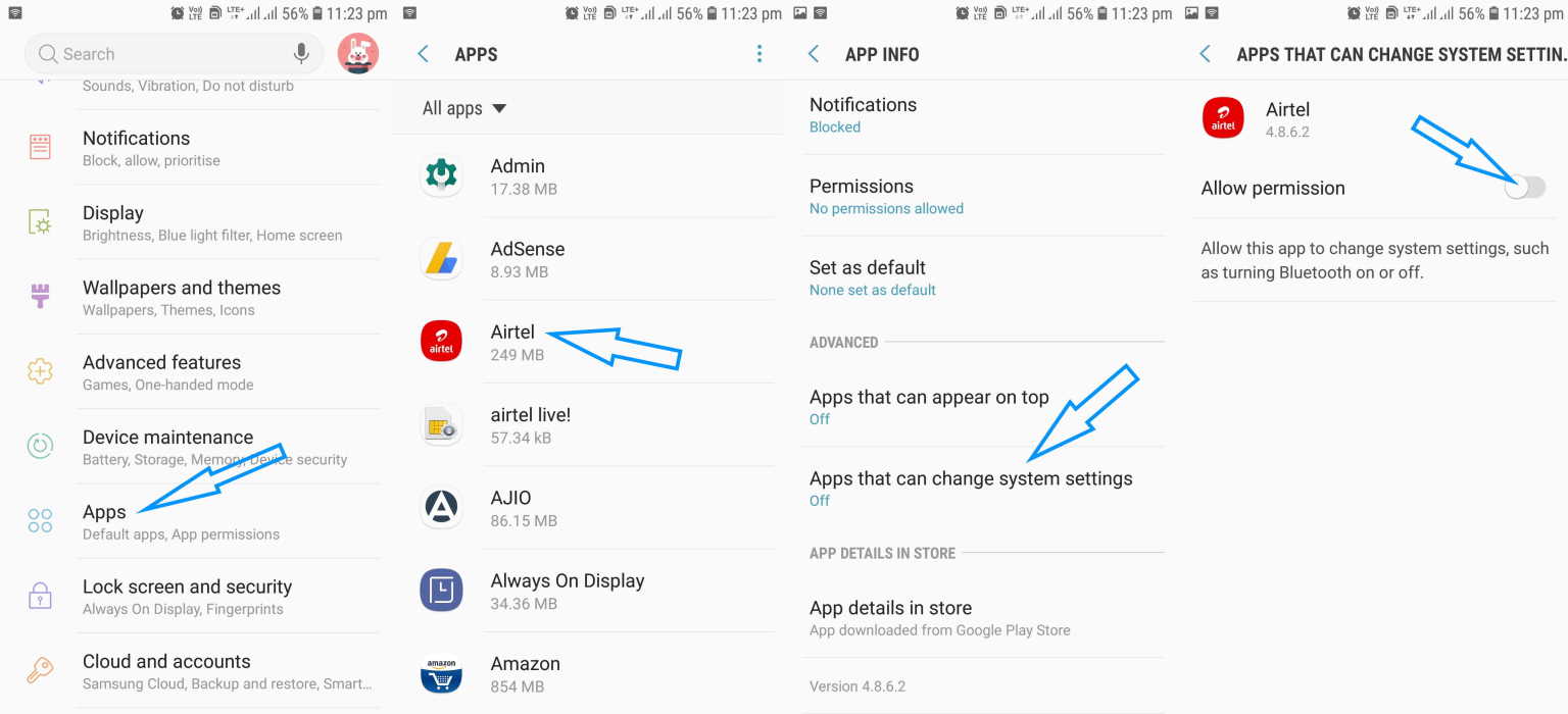 change app permissions android