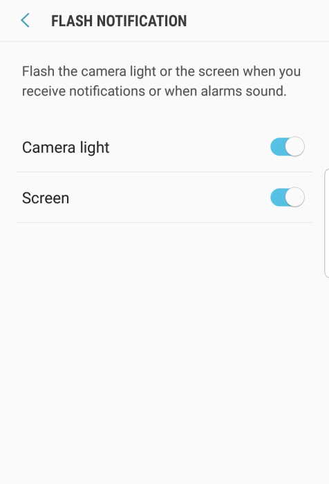 turn on flash notification on samsung s7 and s7 edge
