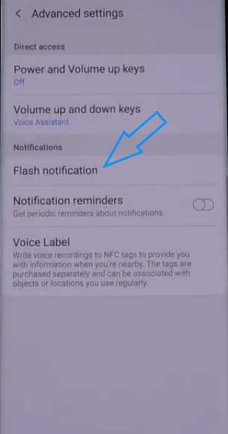 turn on flash notification samsung s10