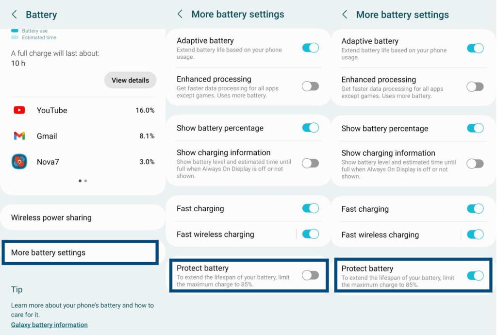 set-maximum-battery-charge-limit-protect-battery-galaxy-s23