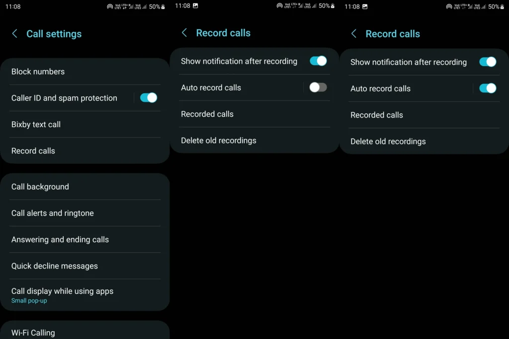 turn on call recording on galaxy a34 or a54